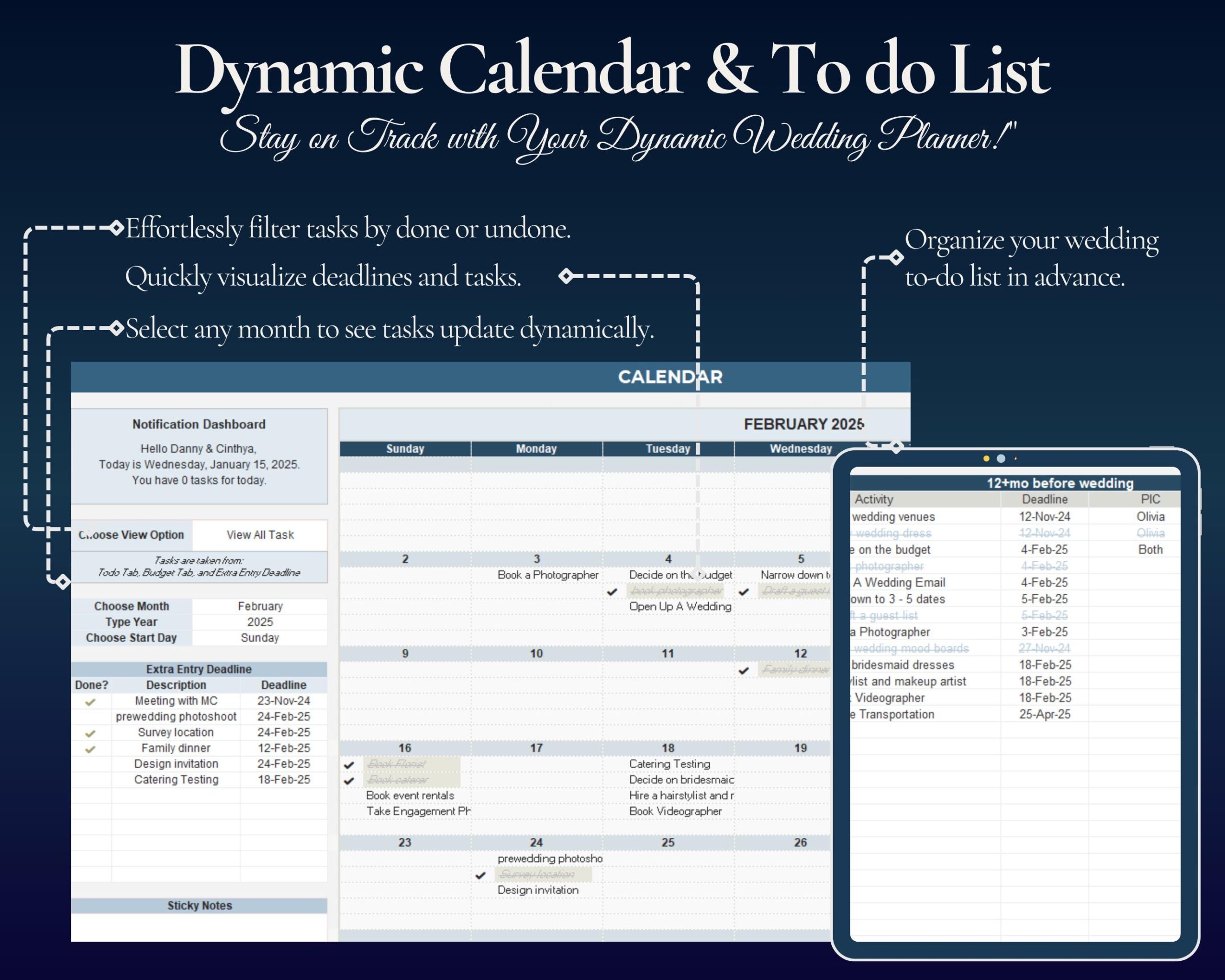 Ultimate Wedding Planner Spreadsheet with Budget, Guest List and Seating Plan