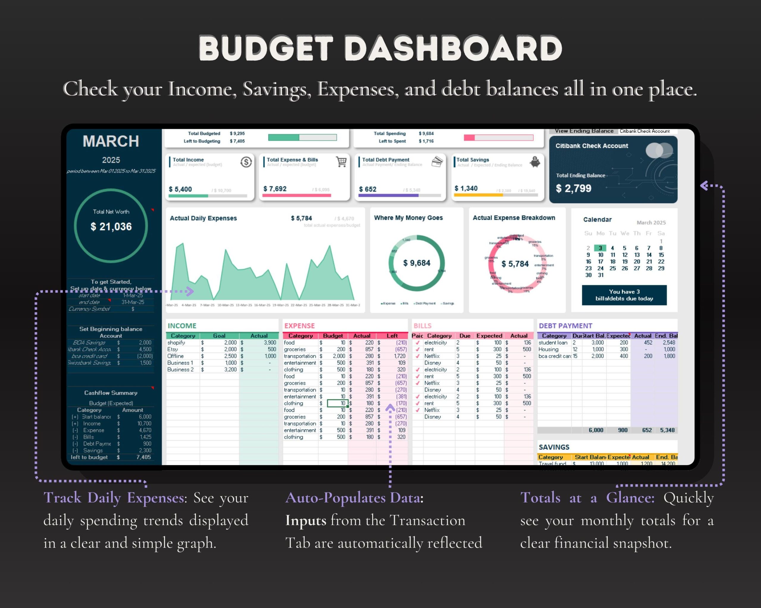 Budget Tracker Spreadsheet with Income and Expense Planner