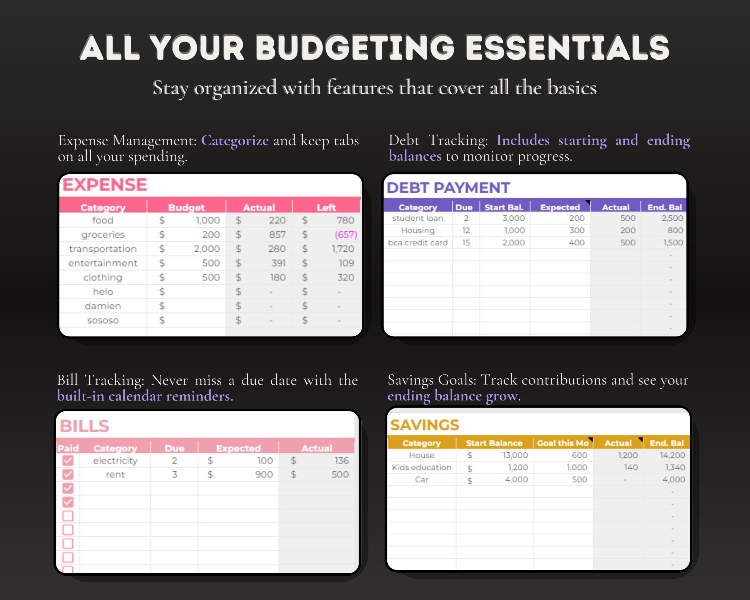 Budget Tracker Spreadsheet with Income and Expense Planner