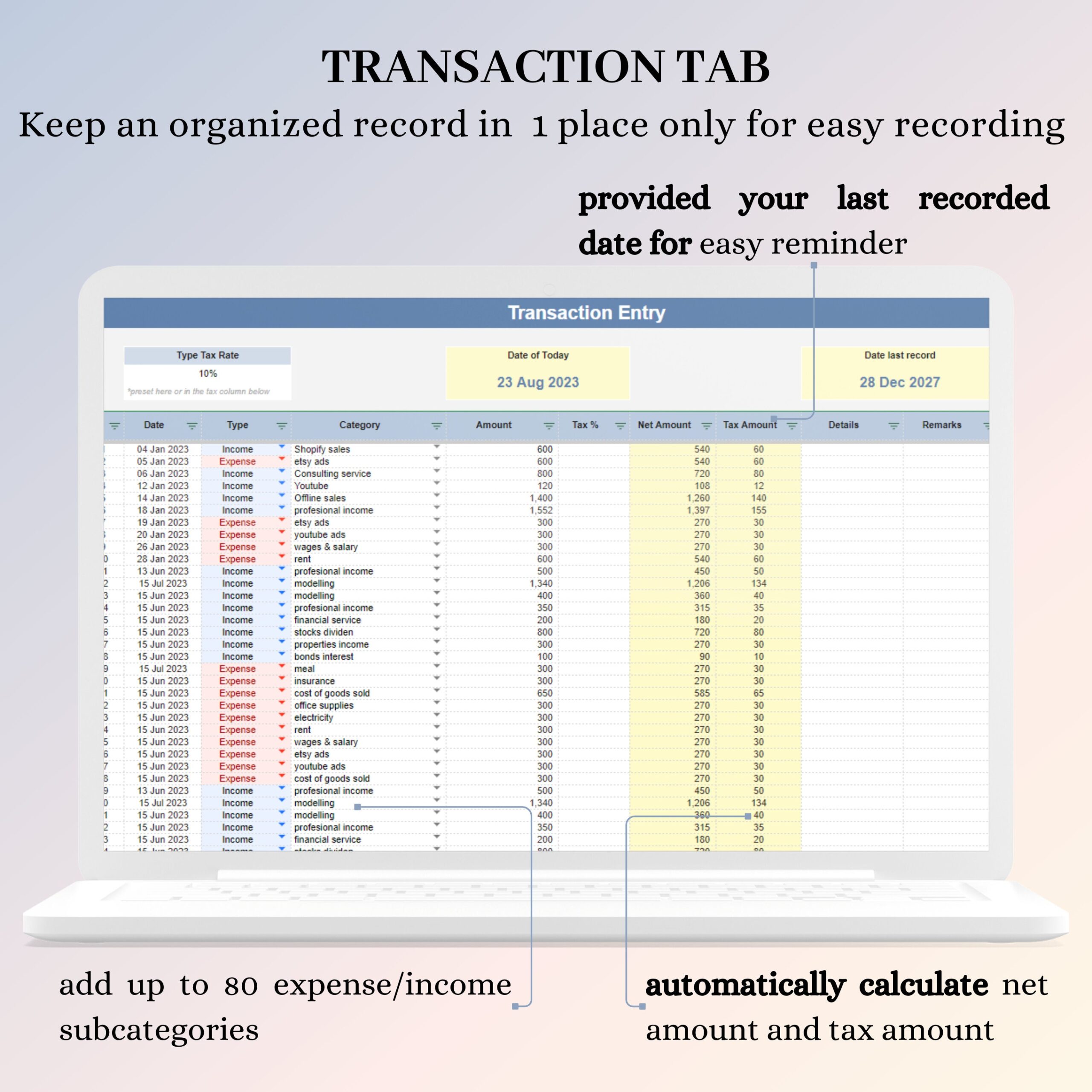 Business Bookkeeping Spreadsheet Template