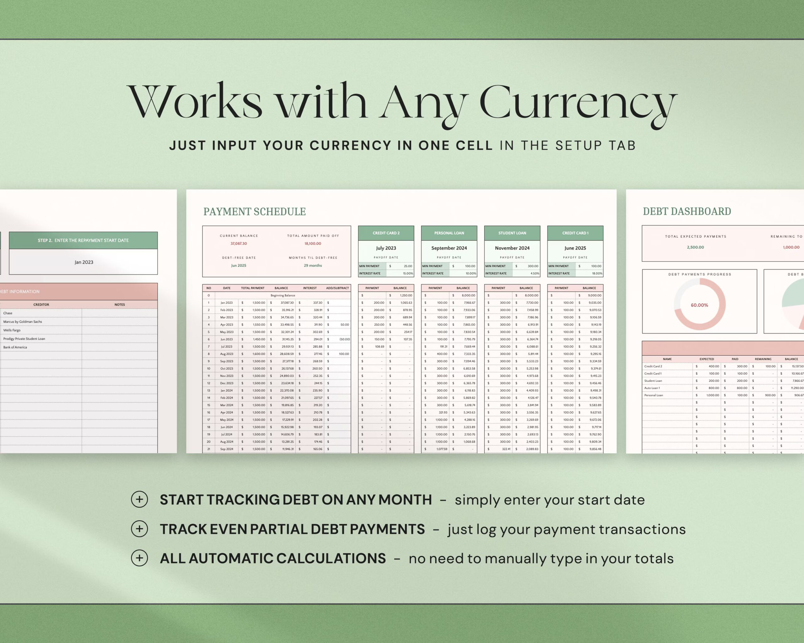 Debt Payoff Tracker Spreadsheet with Snowball and Avalanche Planner, Loan and Credit Card Tracker and Custom Chart