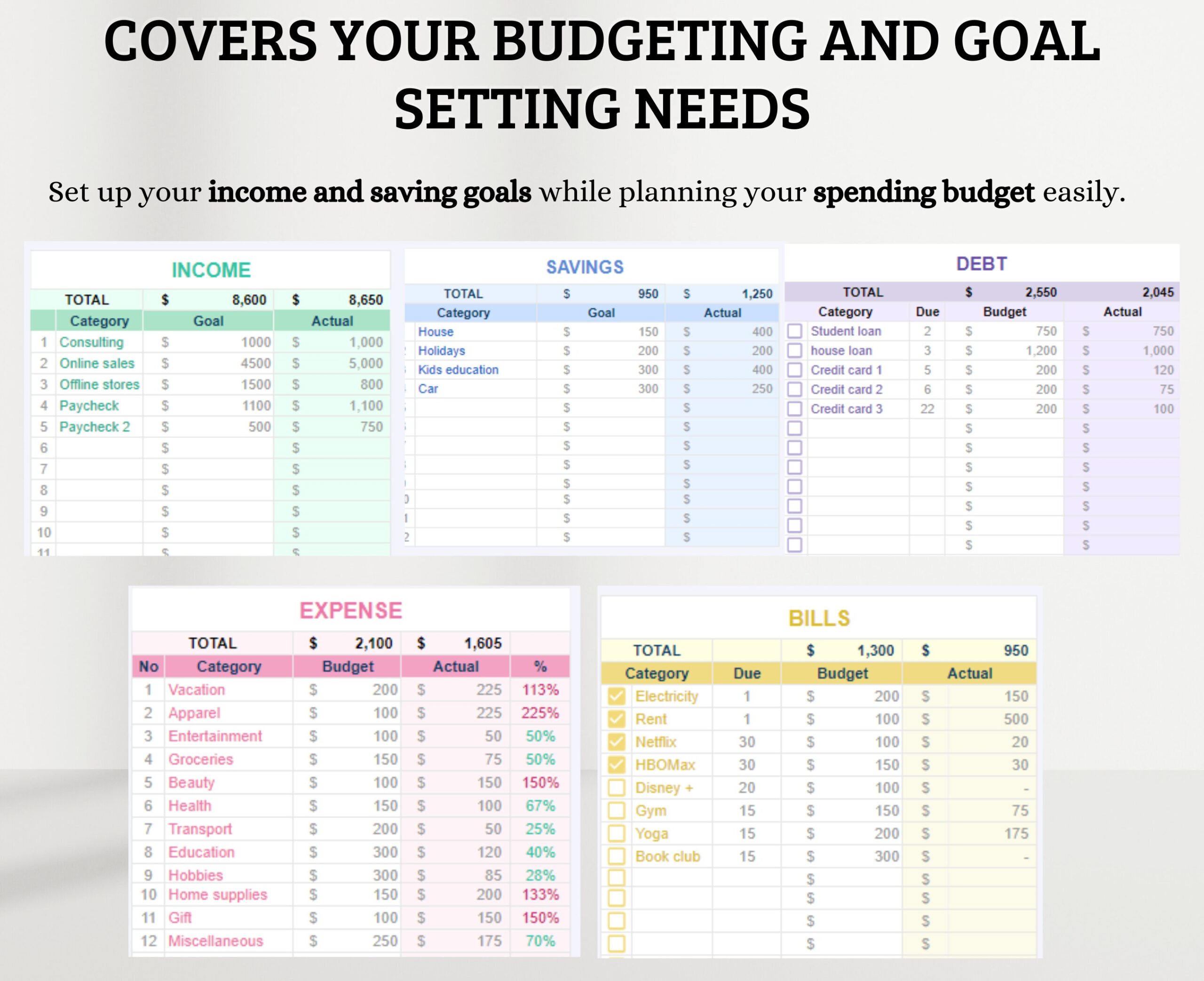 Simple Budget Spreadsheet with Income and Expense Tracker