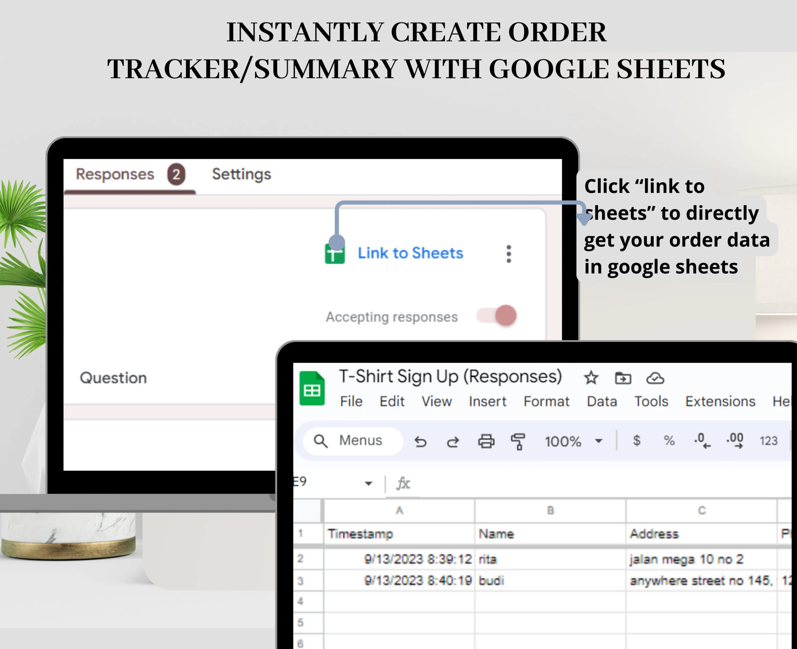 T-Shirt Order Form Template with Custom Automatic Tracker