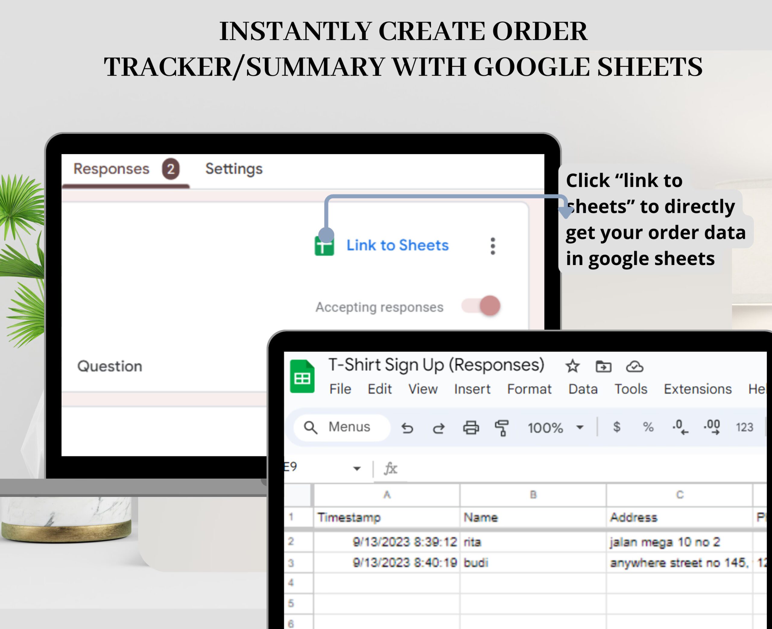 Custom Tumbler Order Form with Automatic Tracker