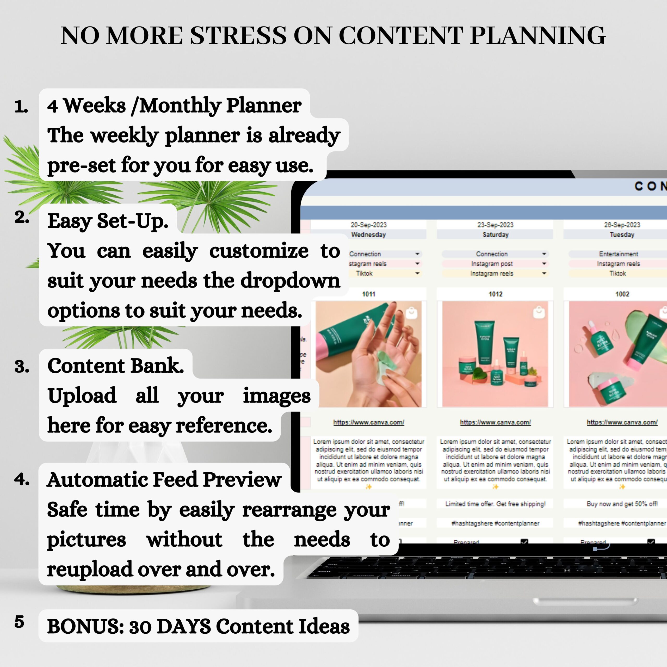 Social Media Content Planner Spreadsheet