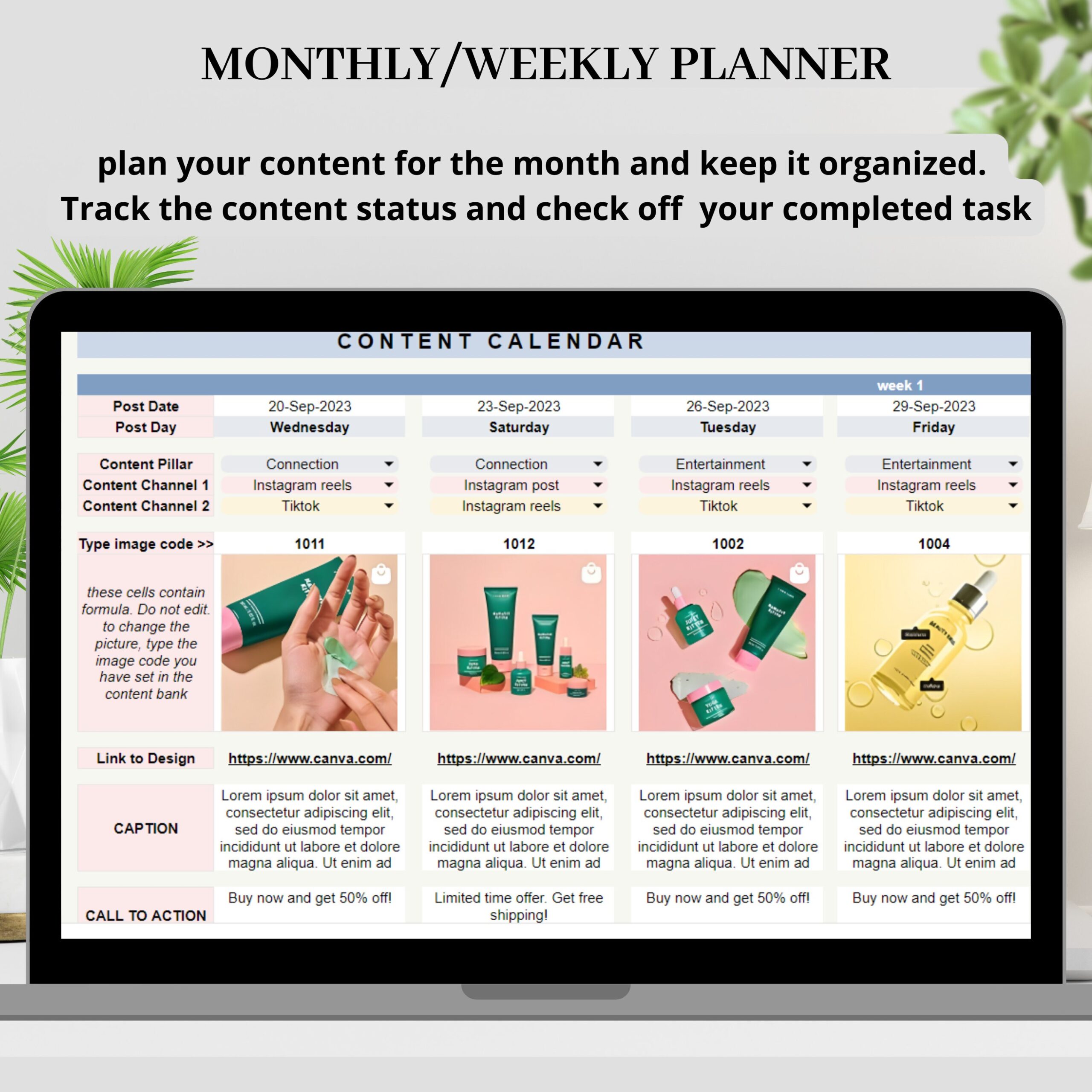 Social Media Content Planner Spreadsheet