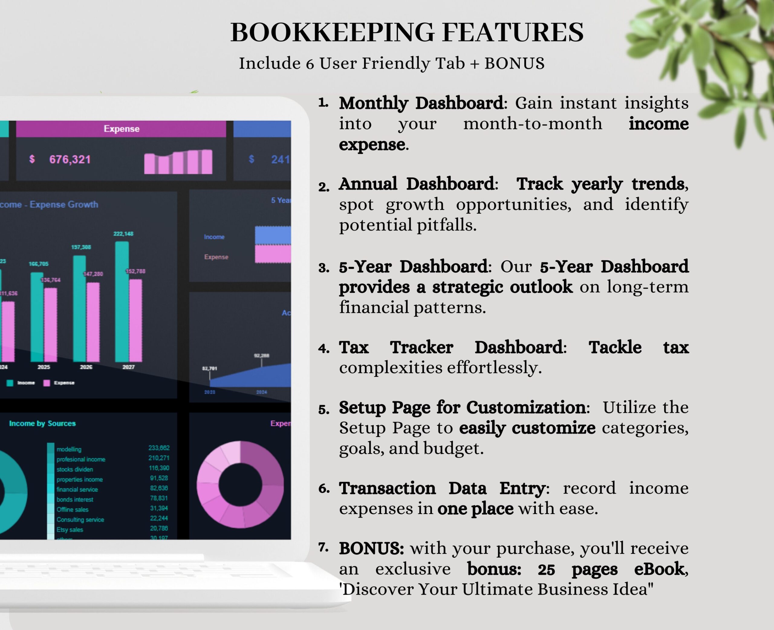 Small Business Bookkeeping and Content Planner Template