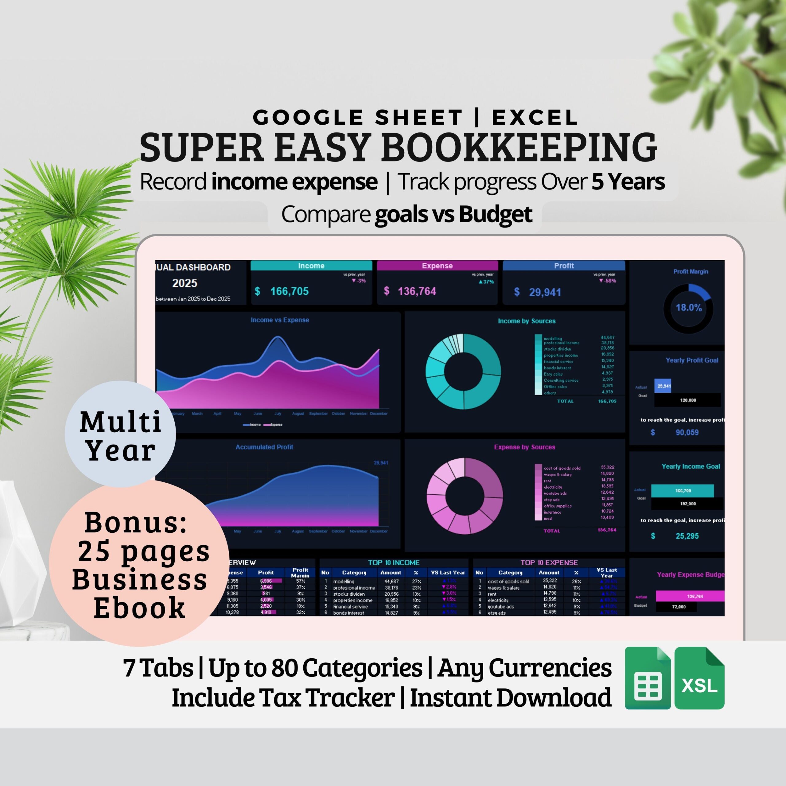 Small Business Bookkeeping Template with Tax Tracker