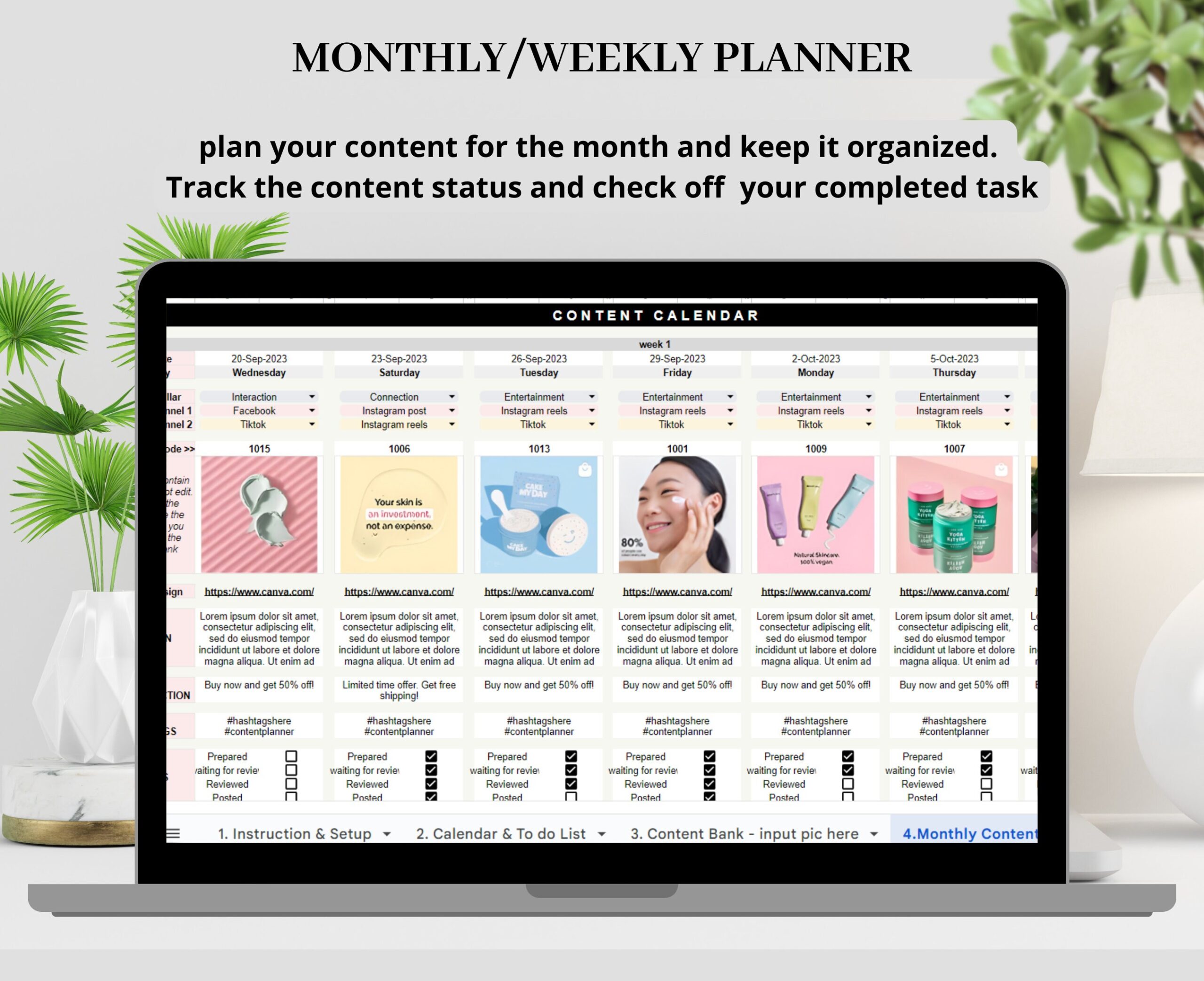 Social Media Content Planner with Calendar and Feed Preview