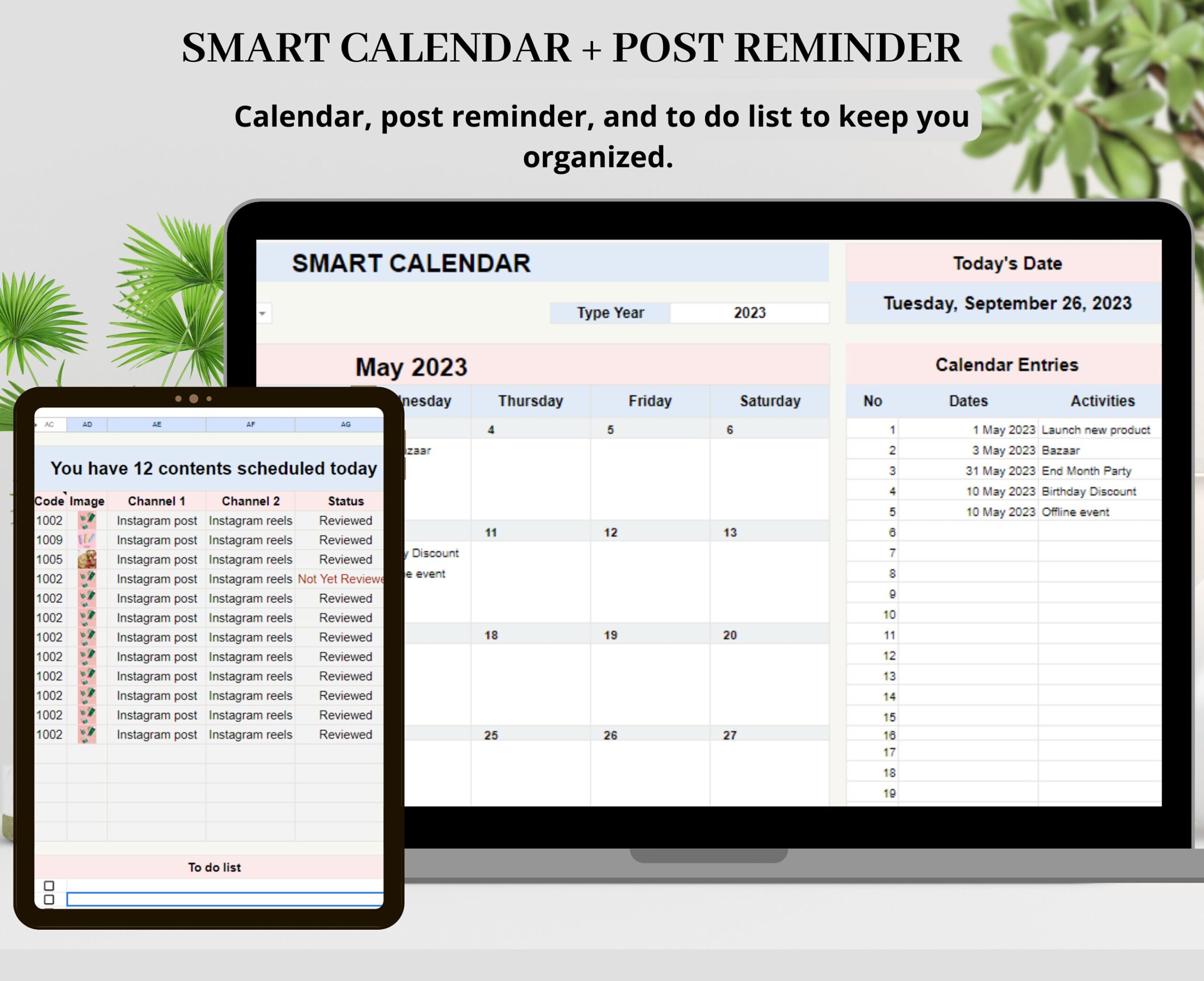 Social Media Content Planner with Calendar and Feed Preview